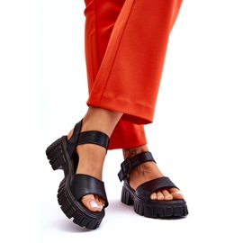 Vinceza Dámské kožené ploché sandály Black Dean černá 2