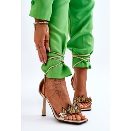 FS1 Vázané Sandály Na Vysokém Podpatku Se Zlatými Motýly Delmar 2