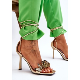 FS1 Vázané Sandály Na Vysokém Podpatku Se Zlatými Motýly Delmar 1