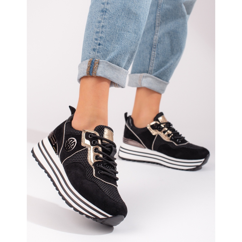 W. Potocki Dámské šněrovací tenisky Potocki černé černá 1 W. Potocki Dámské šněrovací tenisky Potocki černé černá 1