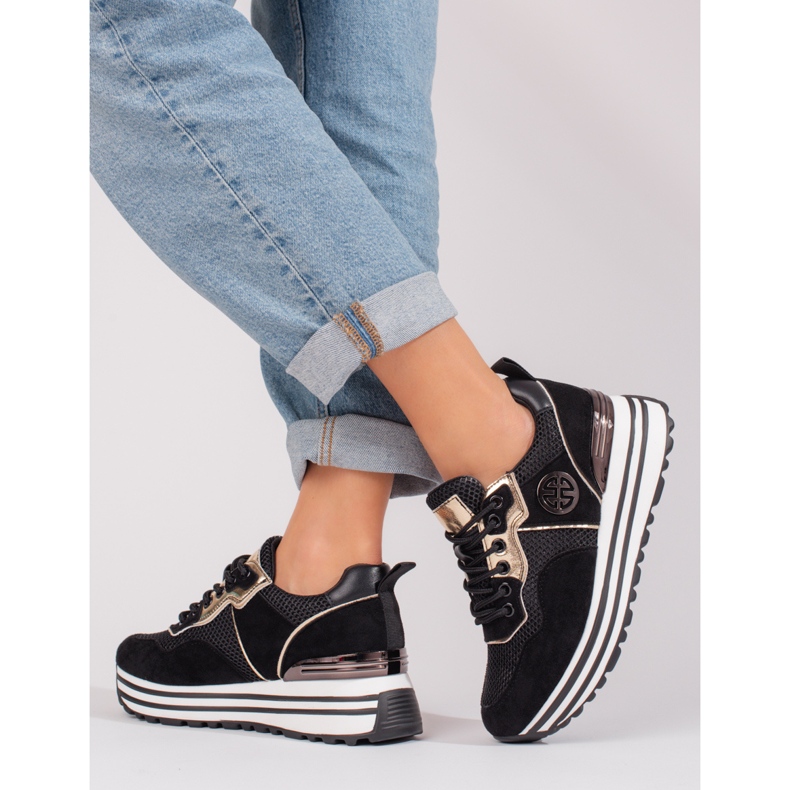 W. Potocki Dámské šněrovací tenisky Potocki černé černá 2 W. Potocki Dámské šněrovací tenisky Potocki černé černá 2