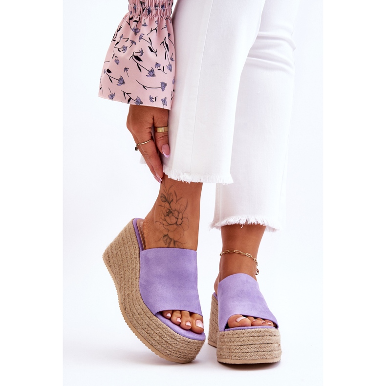 FS1 Dámské pantofle na klínku a platformě Fialová Ysabel 1