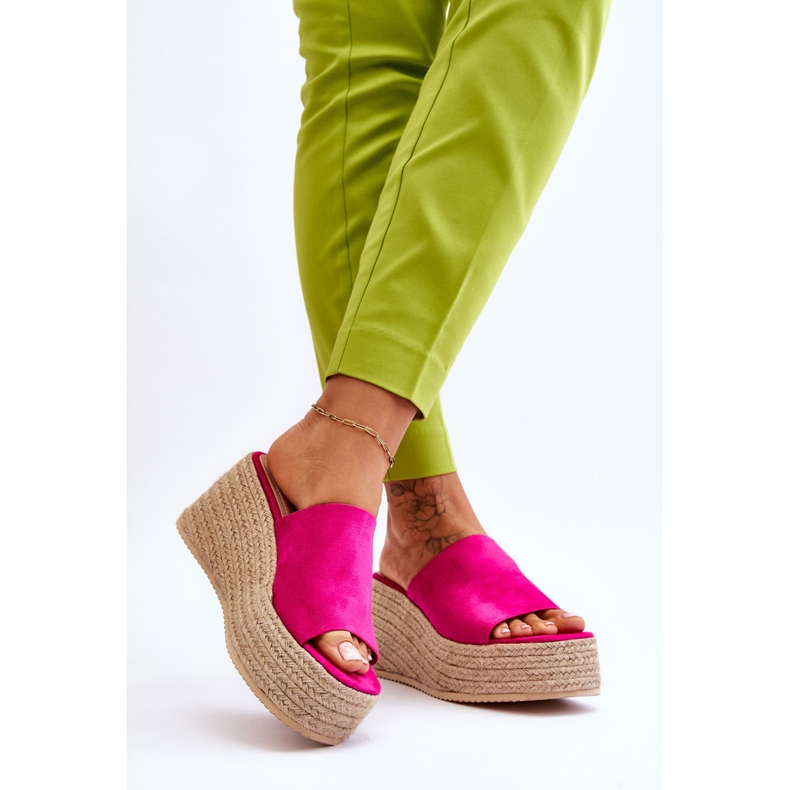 FS1 Dámské žabky na klínu a platformě Fuchsia Ysabel růžový 2