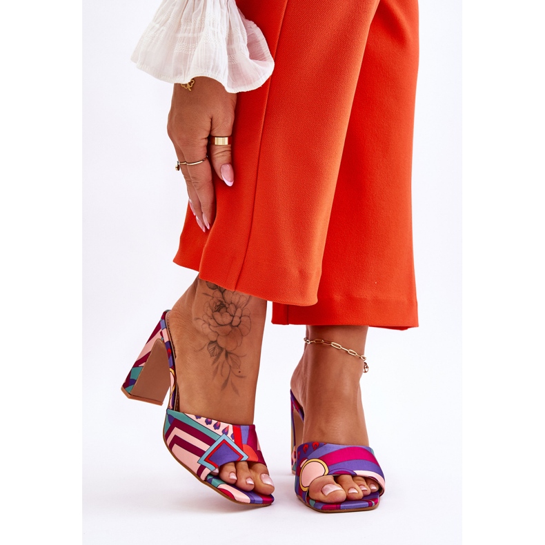 FS1 Dámské vzorované pantofle na podpatku Fialová Adelise fialový vícebarevný 2 FS1 Dámské vzorované pantofle na podpatku Fialová Adelise fialový vícebarevný 2