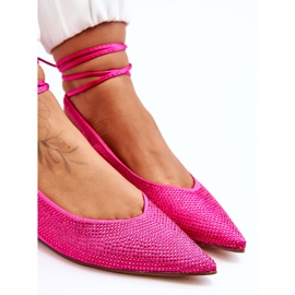 Vázané Baleríny S Kamínky Fuchsia Mavis růžový 5