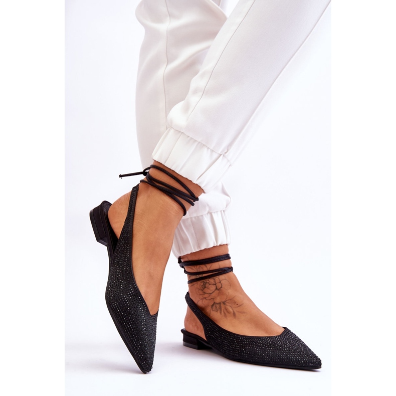Vázané černé Mavis Baleríny S Kamínky černý 2