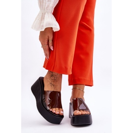 FS1 Dámské transparentní pantofle na klínku Black Eliane černá 1