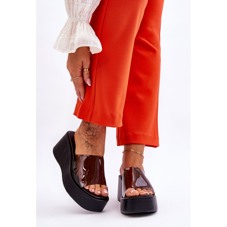 FS1 Dámské transparentní pantofle na klínku Black Eliane černá 1