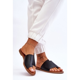 Evento Dámské kožené žabky Black Amite černá 2