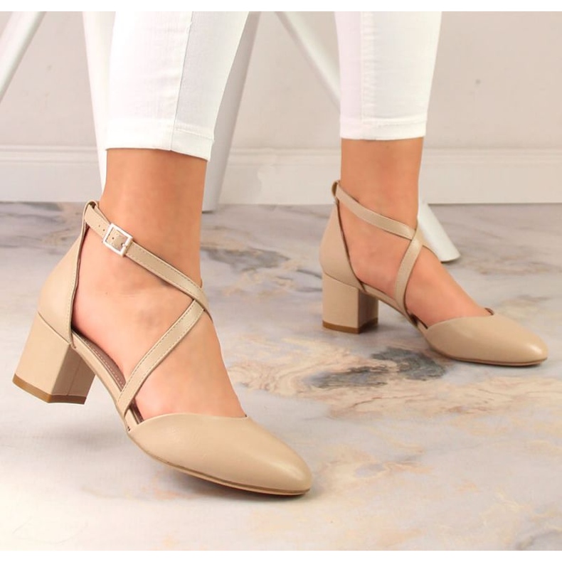 Formální sandály na vysokém podpatku Sergio Leone W SK365C béžový 2