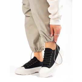 SHELOVET Černé tenisky na platformě černá 1