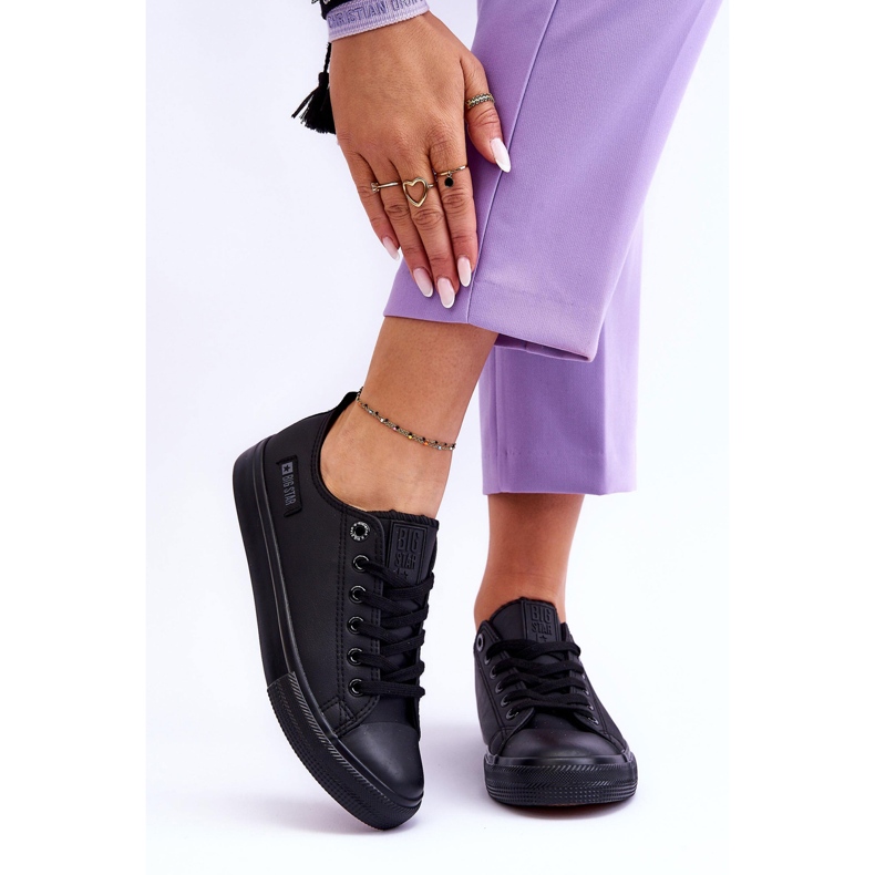 Dámské nízké kožené tenisky Big Star KK274011 černé černá 2