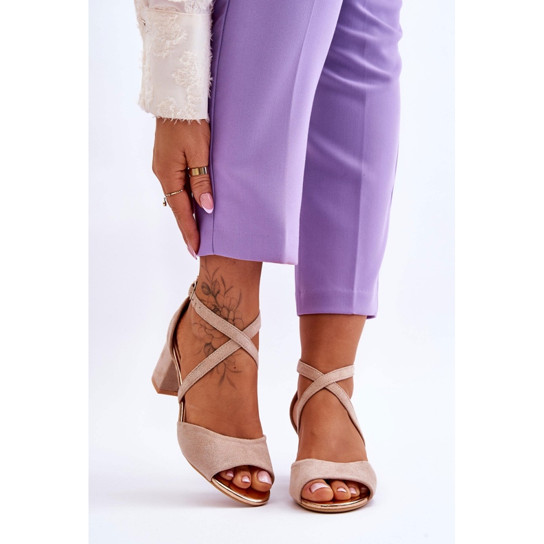 Vinceza Dámské sandály na nízkém podpatku béžová Quinn hnědý 1