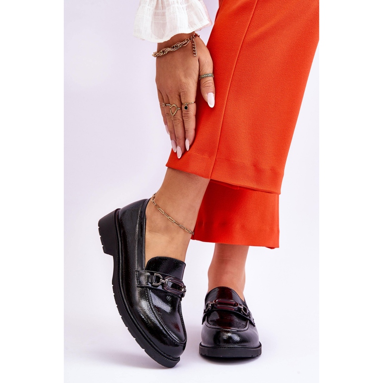 S.Barski Lakované mokasíny mokasíny s černou dekorací Maura černá 1