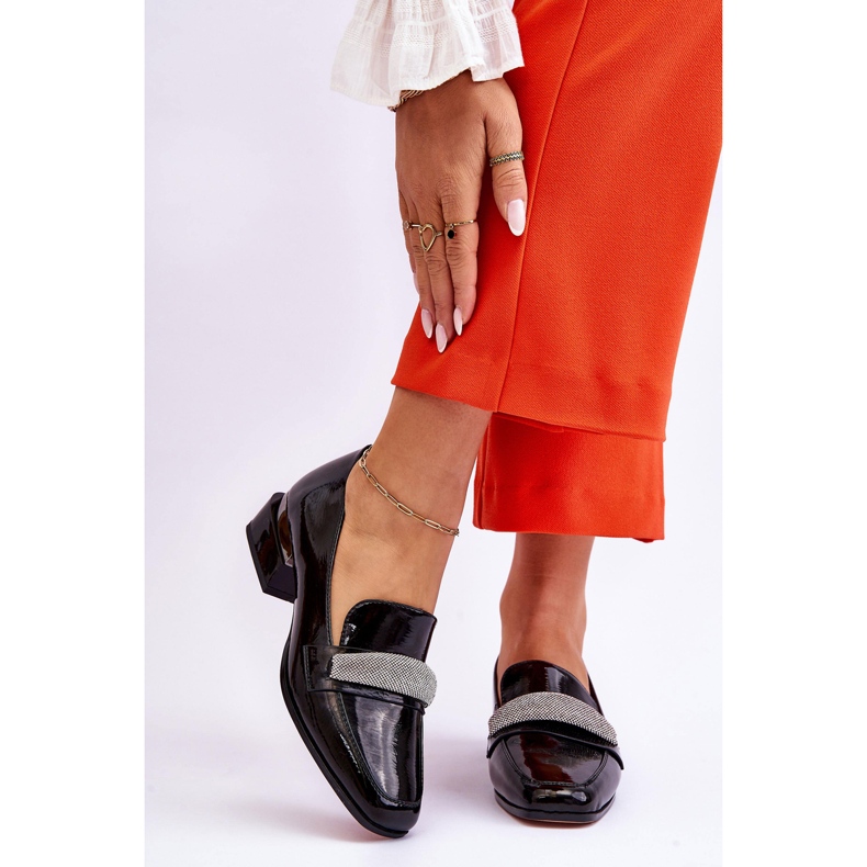 S.Barski Patentované černé mokasíny Lavern na vysokém podpatku s kubickými zirkony černá 1 S.Barski Patentované černé mokasíny Lavern na vysokém podpatku s kubickými zirkony černá 1