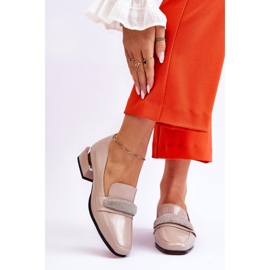 S.Barski Lakované mokasíny s kamínky Béžová Lavern béžový 1