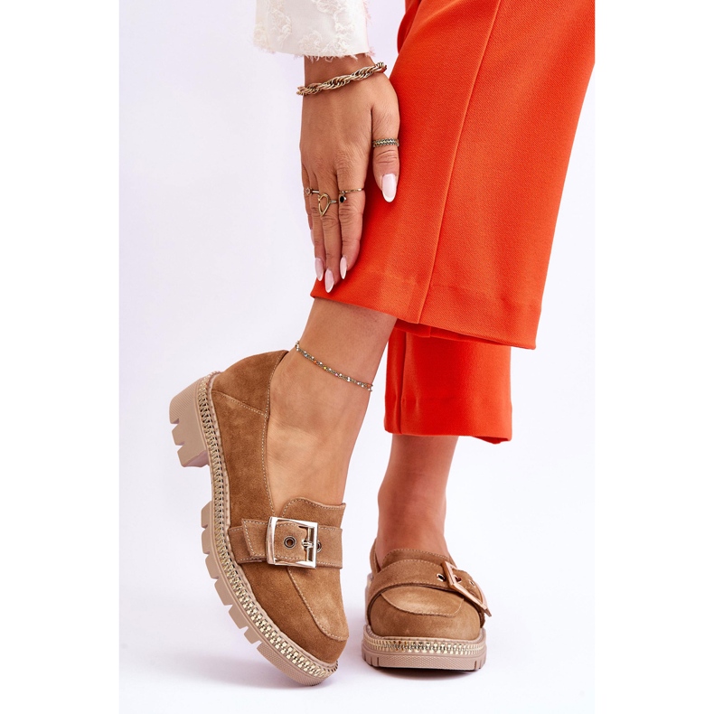 FILIPCZYK Módní tmavě béžové semišové mokasíny Eloisa béžový 1