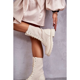 Dámské Kotníkové Kozačky Na Plochém Podpatku, Béžová béžový 2