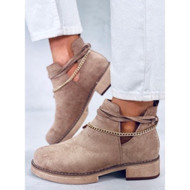 BM Jarní vykrojené kozačky Sienna Khaki béžový 2