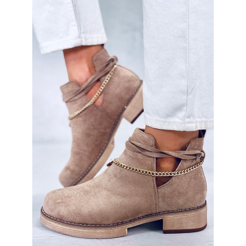 BM Jarní vykrojené kozačky Sienna Khaki béžový 2