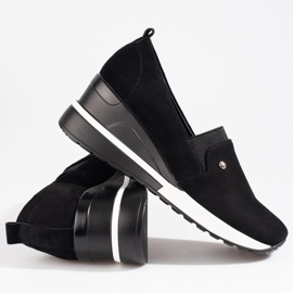 SHELOVET Dámské boty na klínku černé Potocki semišové černá 1