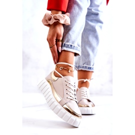 S.Barski Dámské kalhoty na béžové a zlaté platformě Noriso béžový 3