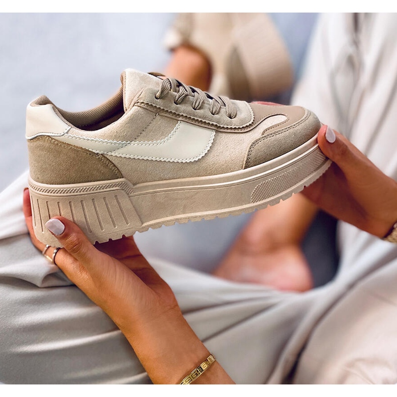 BM Tenisky na platformě Foret Khaki béžový 1