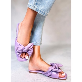 Minnen Purple Bow Slides fialová 1