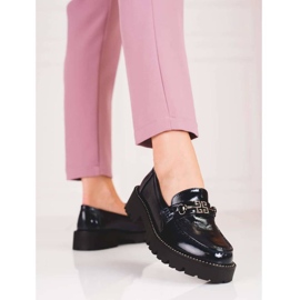 Dámské lakované mokasíny na silné podrážce Shelovet, tmavě modrá námořnická modrá 1