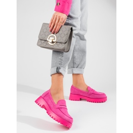 Dámské mokasíny na platformě Shelovet semiš růžové růžový 1