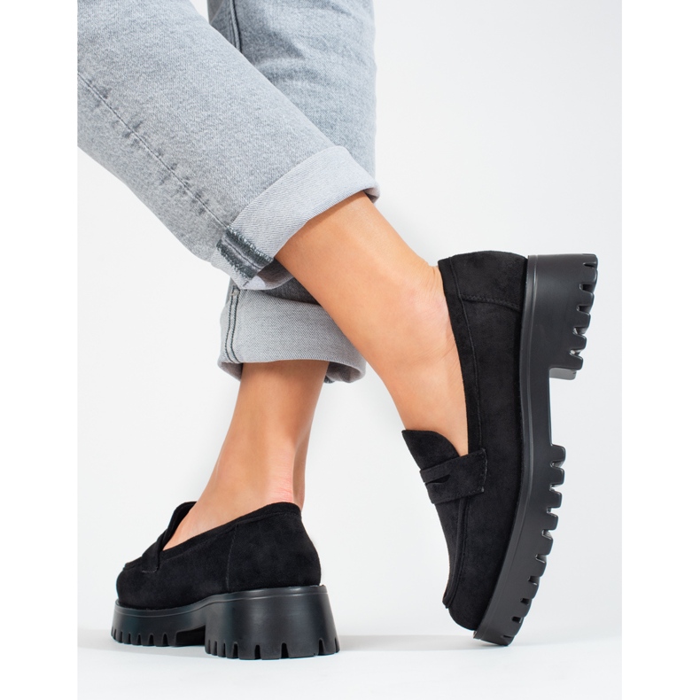 Dámské mokasíny na platformě Shelovet semišové černé černá 2