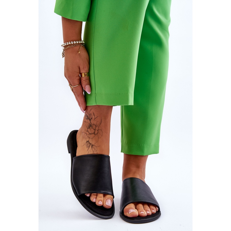 Dámské kožené hladké pantofle Black Cerise černá 1