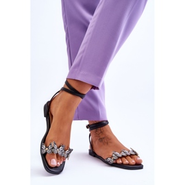 Dámské sandály s ozdobnými motýlky Black Jeane černá 2