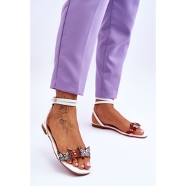 Dámské sandály s ozdobnými motýlky White Jeane bílý 2