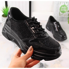 Dámské lakované boty se zirkony černé Filippo DP2138 černá 4