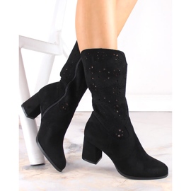 M. DASZYŃSKI Dámské černé jarní kovbojské boty M.Daszyński SA156-11 černá 1