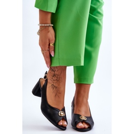 Módní černé kožené sandály černé černý 1