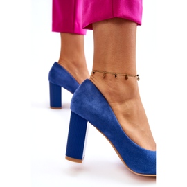 PS1 Modré lodičky Estellia Suede na vysokém podpatku modrý 4