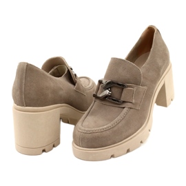 Lemar Elegantní kalhoty na podpatku s tmavě stříbrnou béžovou dekorací Harmell béžový 5 Lemar Elegantní kalhoty na podpatku s tmavě stříbrnou béžovou dekorací Harmell béžový 5