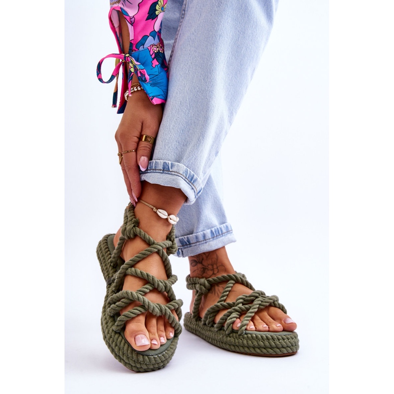 FG2 Dámské módní pletené sandály Green Tiffanie zelená 2 FG2 Dámské módní pletené sandály Green Tiffanie zelená 2