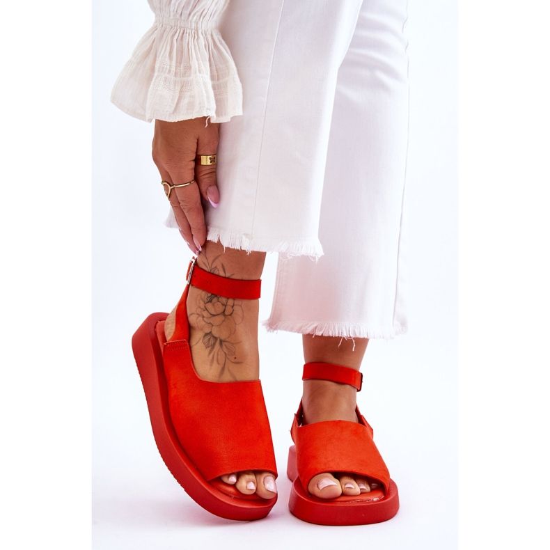 FG2 Pohodlné dámské sandály na platformě tmavě oranžová rubínová oranžový 1 FG2 Pohodlné dámské sandály na platformě tmavě oranžová rubínová oranžový 1