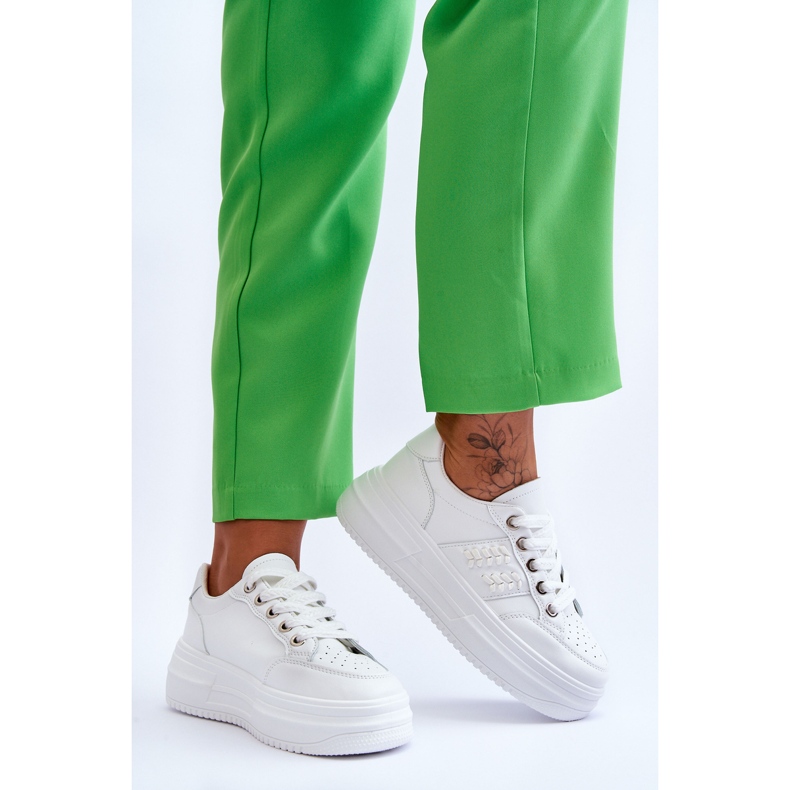 Módní dámské tenisky na platformě bílé Claribel bílý 2 Módní dámské tenisky na platformě bílé Claribel bílý 2