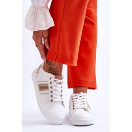 Dámské kožené tenisky s cvočky bílé a zlaté Dory bílý 1