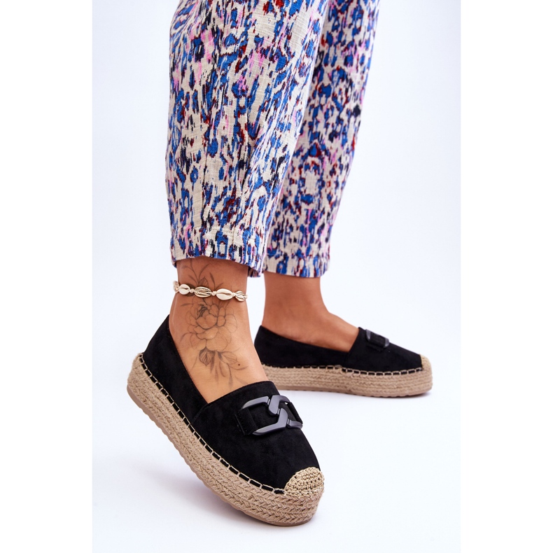 Dámské klasické espadrilky na platformě Black Maurine černý 2