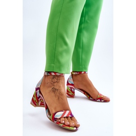 FB1 Saténové sandály s nízkým podpatkem v béžové a modré barvě Quincy hnědý modrý 2