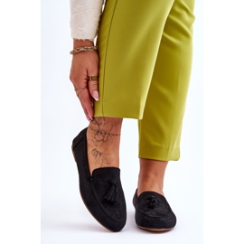 FB1 Semišové klasické mokasíny se střapci Černá Averil černý 1