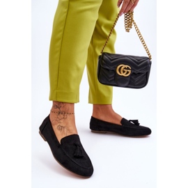 FB1 Semišové klasické mokasíny se střapci Černá Averil černý 2