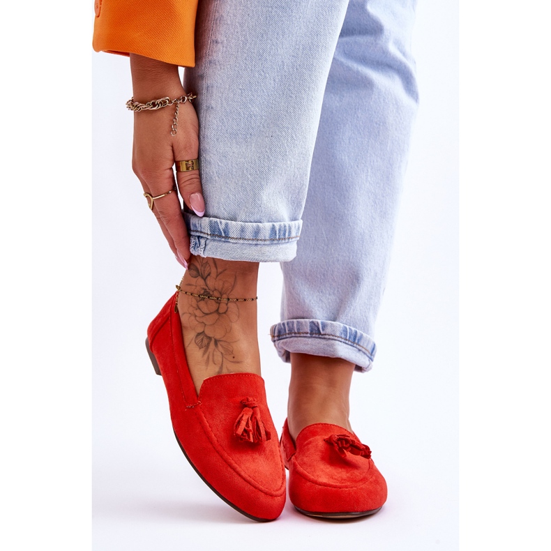 Semišové klasické mokasíny se střapci Tmavě oranžová Averil oranžový 1