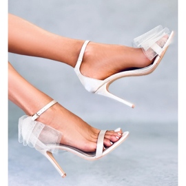 Seastar Sandály na jehlovém podpatku Laurence Beige s mašlí béžový 1