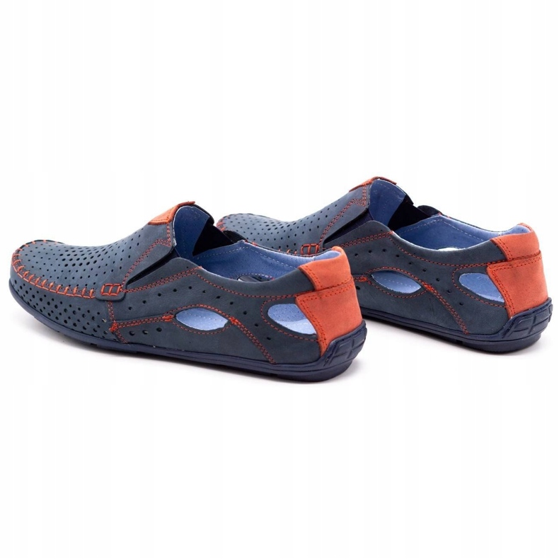 Olivier Pánské letní boty, mokasíny 901, tmavě modrá a červená modrý 4